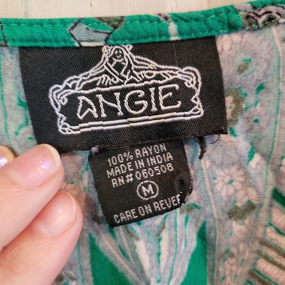 Angie Paisley Green White Mini Dress - Picture 4 of 5